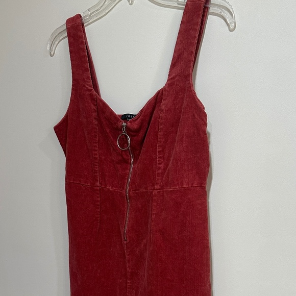 Red Couduroy Dress with Front Zipper Size L - Picture 3 of 6